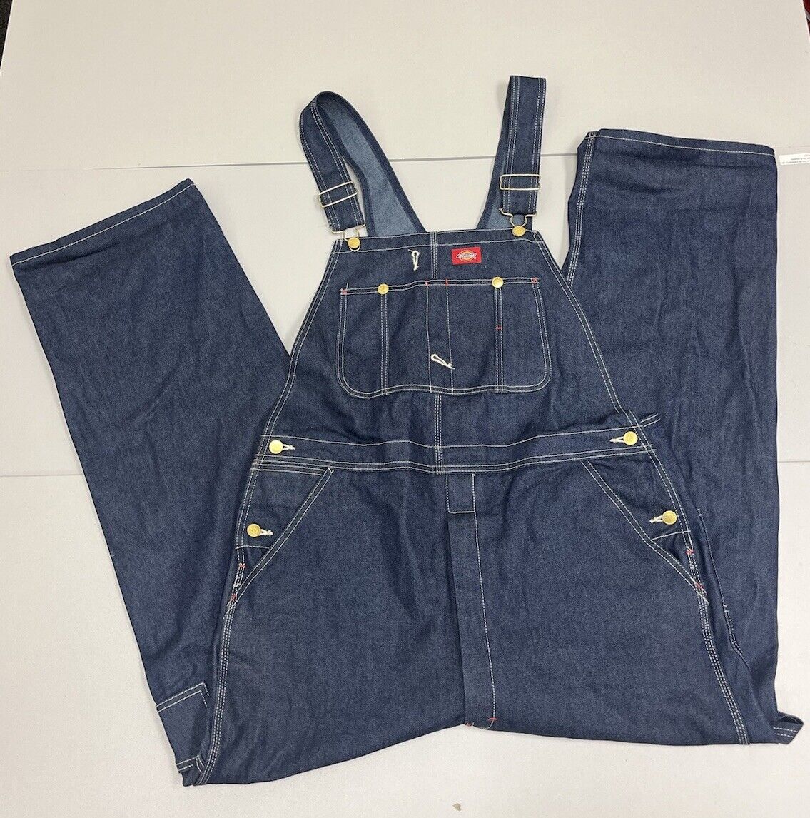 Dickies Denim Bib Overall 100% Cotton 38 X 30 Blue Jean Classic