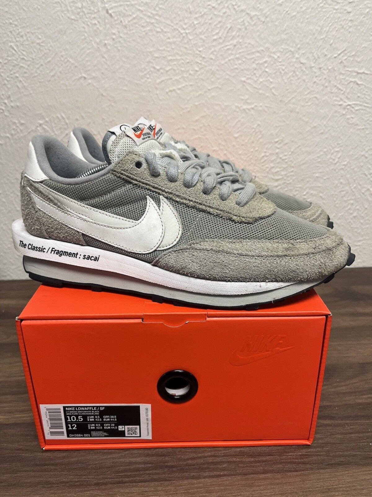 Size 10.5 - Nike LD Waffle x Fragment Design x Sacai Gray DH2684 001