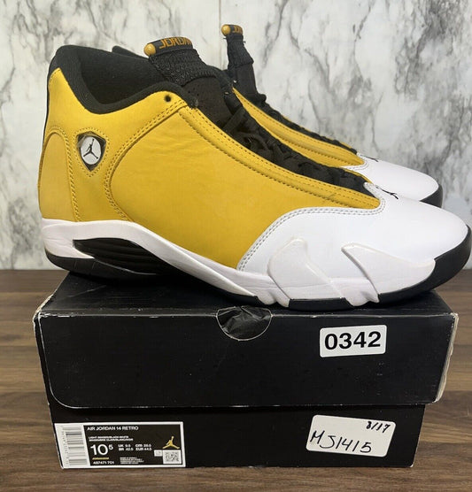 Nike Air Jordan 14 Retro Ginger Size 10.5 487471-701 OG Laney Black White *342