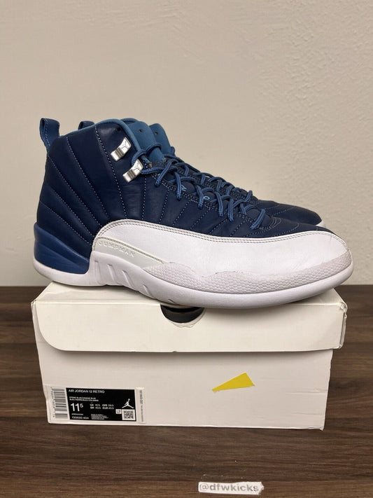 AIR JORDAN 12 RETRO INDIGO - SIZE 11.5 -ORIGINAL BOX - 130690 404 - BLUE WHITE