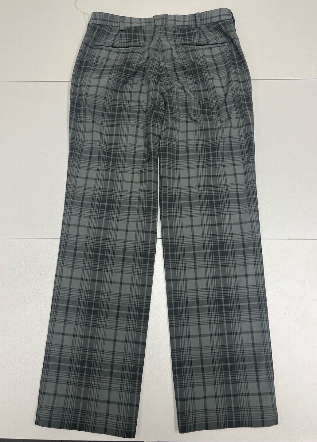 Nike Golf Dri Fit Mens Size 32-32 Plaid Tour Performance Golf Pants Black Gray