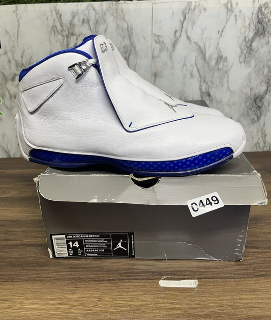 Size 14 - Air Jordan 18 Retro 2018 White Sport Royal *449