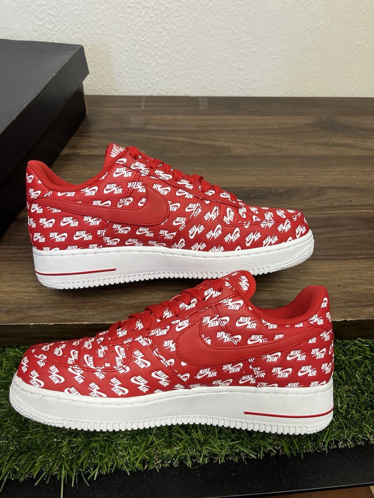 Size 8 - Nike Air Force 1 07 QS Low All Over Logo Red A142