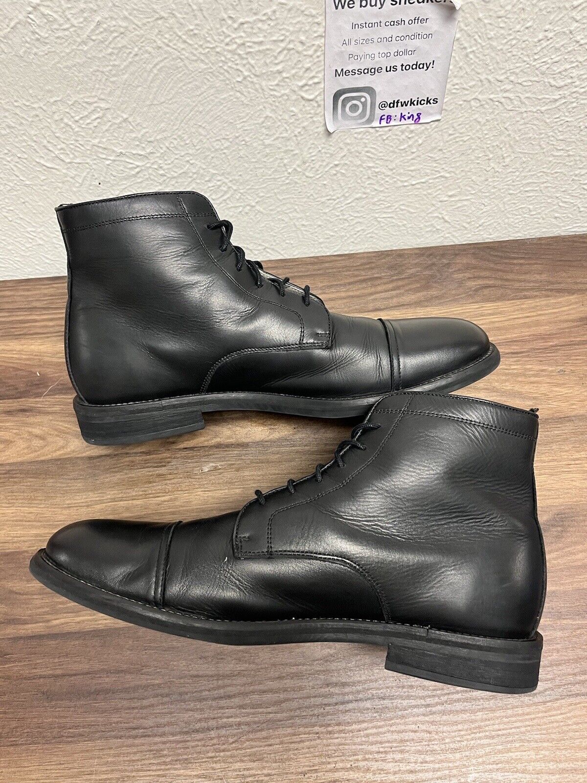 ALL SAINTS ‘Harland’ Black Leather Lace Up Cap Toe Ankle Boots Men’s Size 13