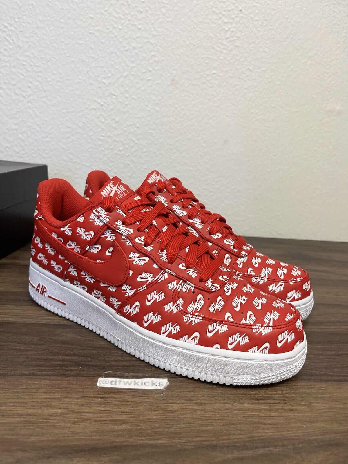 Size 8 - Nike Air Force 1 07 QS Low All Over Logo Red A142