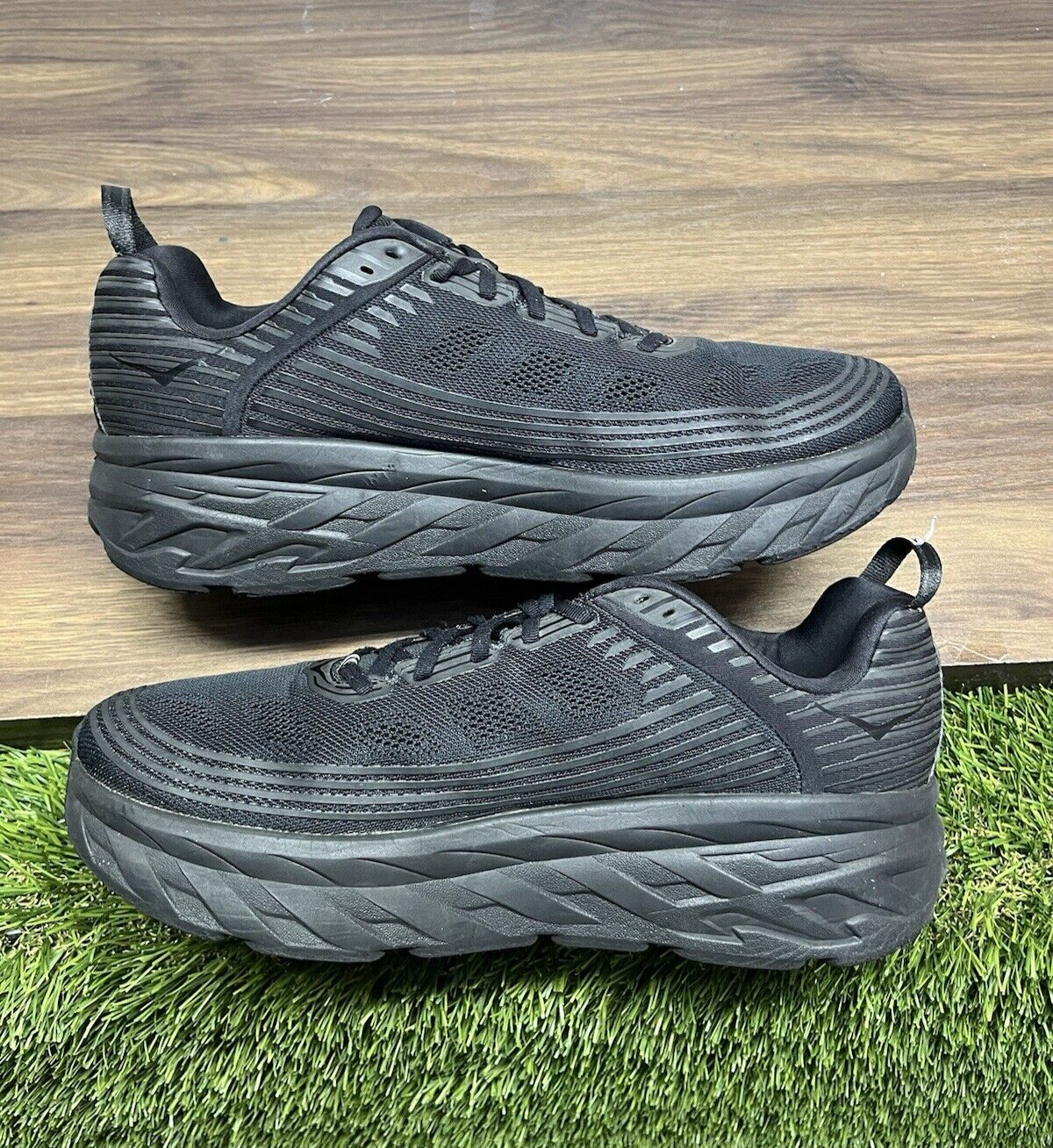 Hoka Bondi 6 Shoes Mens size 13 Triple Black Running Athletic Gym Sneakers 544