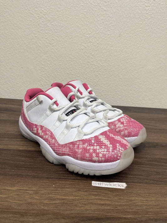 Nike Air Jordan 11 Retro Pink Snakeskin Womens Size 8 Shoes White Leather