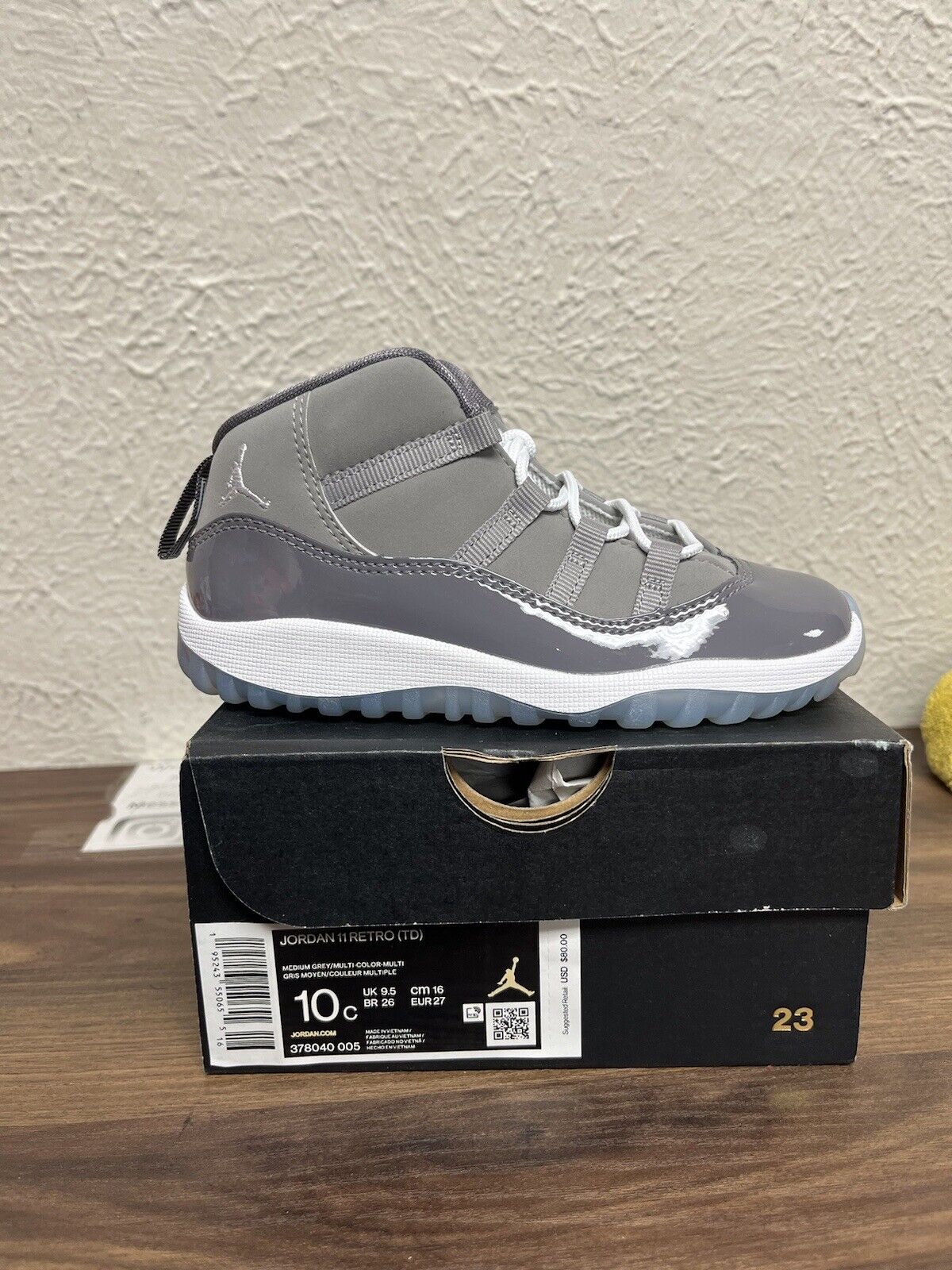 Nike Air Jordan 11 Retro TD Cool Grey White 378040-005 Toddlers Size 10C Rare