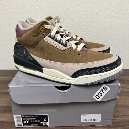 Size 10.5 - Air Jordan Retro 3 Winterized Archaeo Brown DR8869-200 - Og Box 378