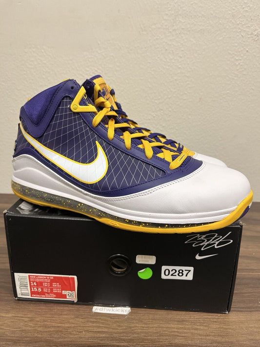 Nike LeBron 7 QS Media Day Size 14 2019 OG Yellow Purple Lakers CW2300-500 S287