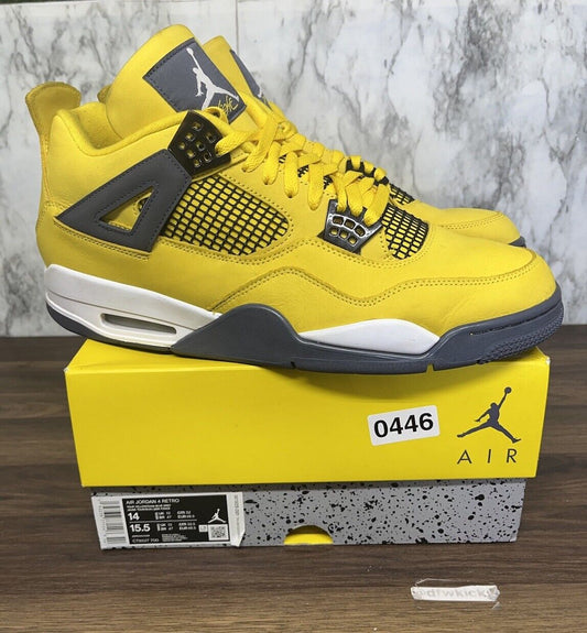 Size 14 - Jordan 4 Retro Mid Lightning White Grey Suede Yellow (CT8527-700) *446