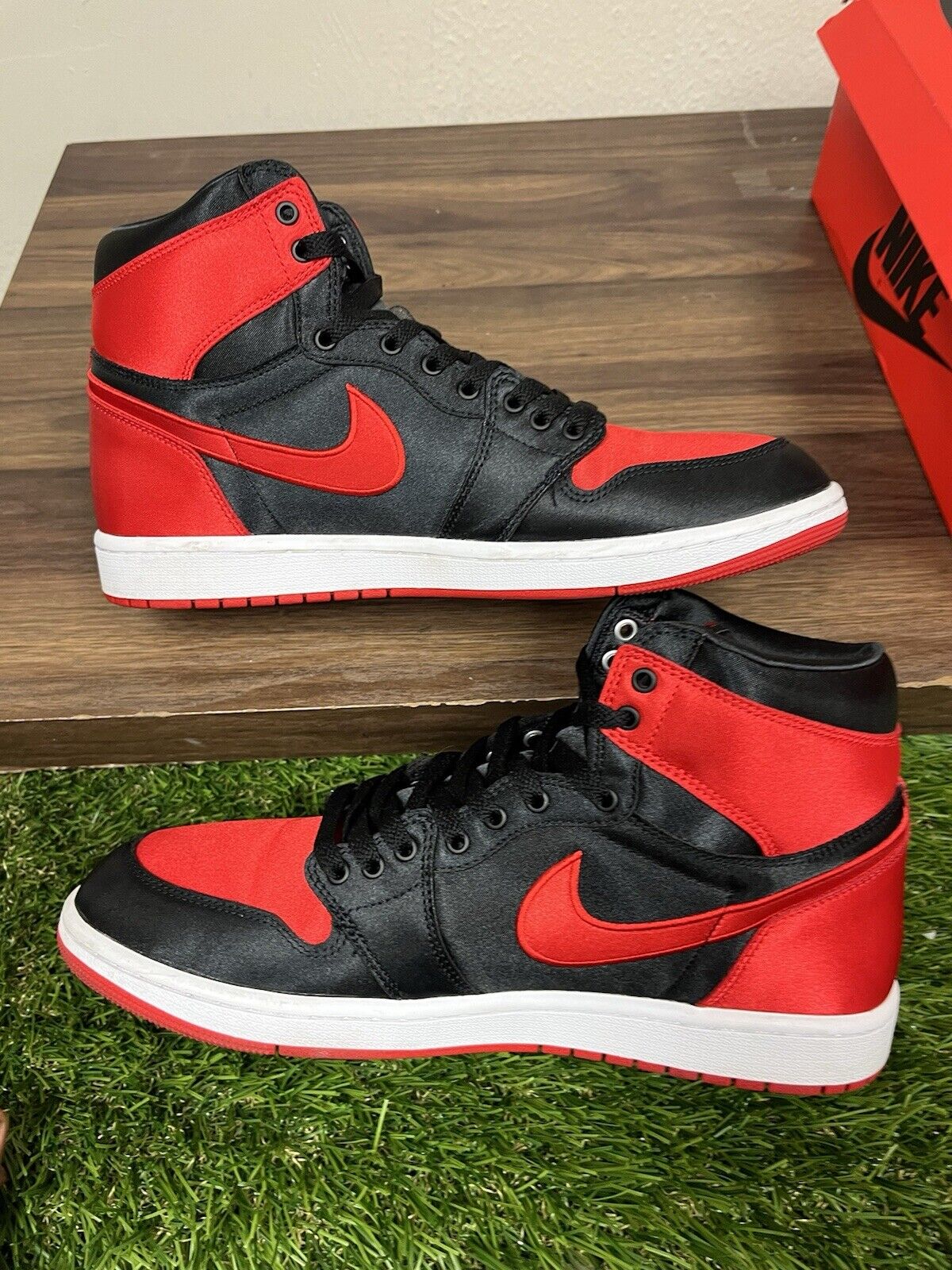 Size 12 - Air Jordan 1 Retro OG 2023 High Satin Bred W Black White (FD4810-061)