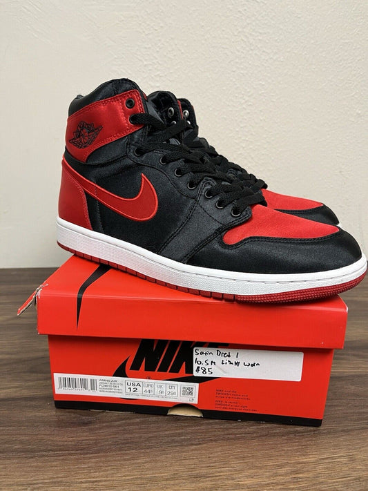 Size 12 - Air Jordan 1 Retro OG 2023 High Satin Bred W Black White (FD4810-061)