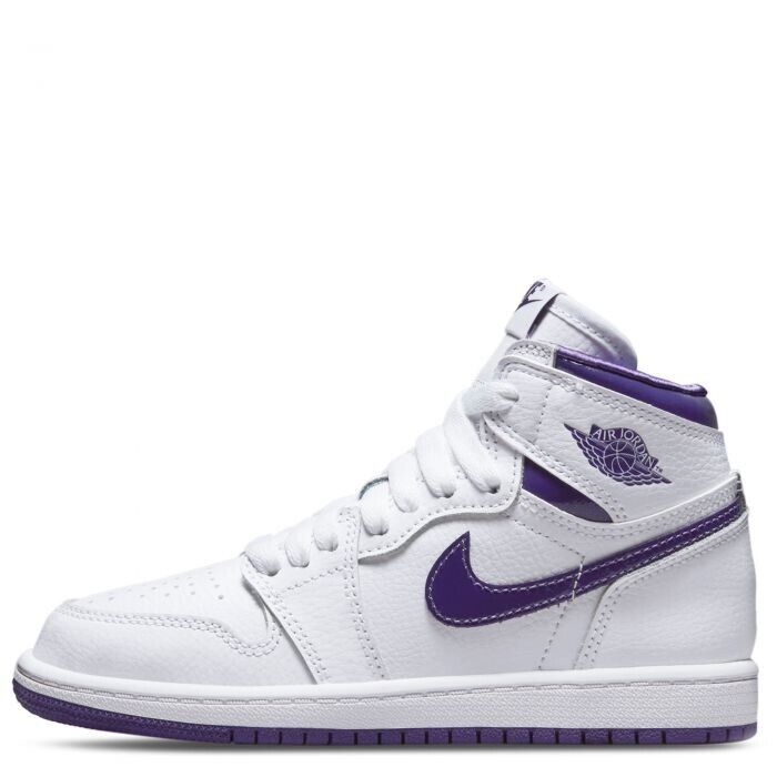 Nike Air Jordan 1 Retro High White Court Purple PS CU0449-151 Youth Size 12c