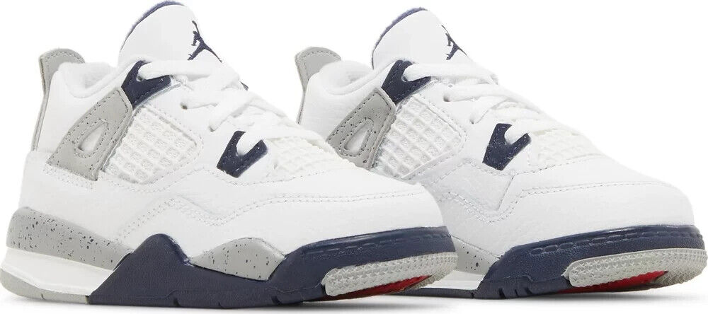 Nike Air Jordan 4 Retro White / Midnight Navy Blue BQ7670-140 Toddler Size 5C