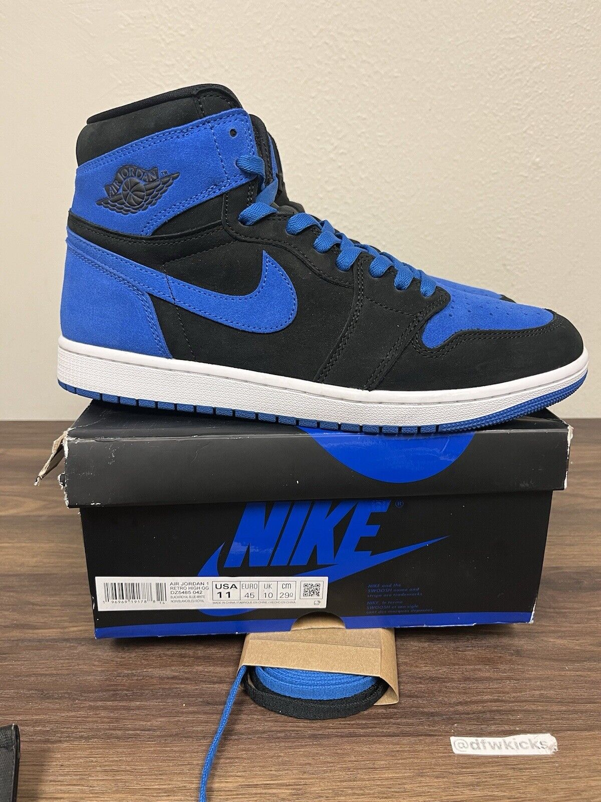 💥2023 Nike Air Jordan 1 Retro High OG “Royal Reimagined” DZ5485-042, Size 11