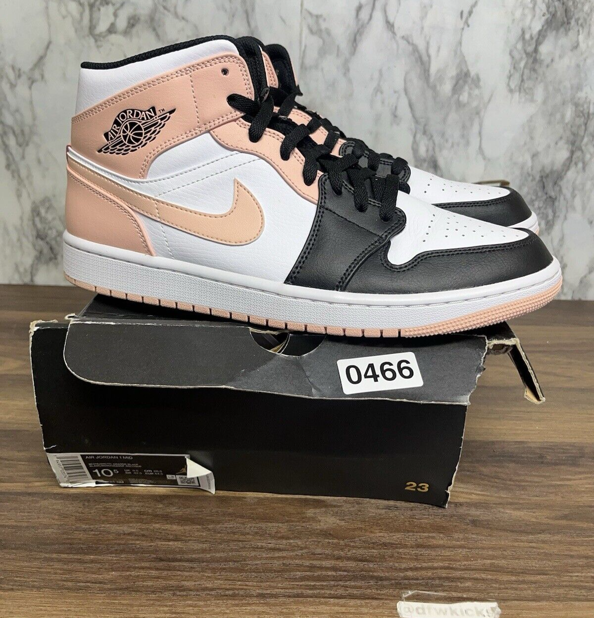 Size 10.5 - Air Jordan 1 Mid Crimson Tint Black White Leather (554724-133) 466