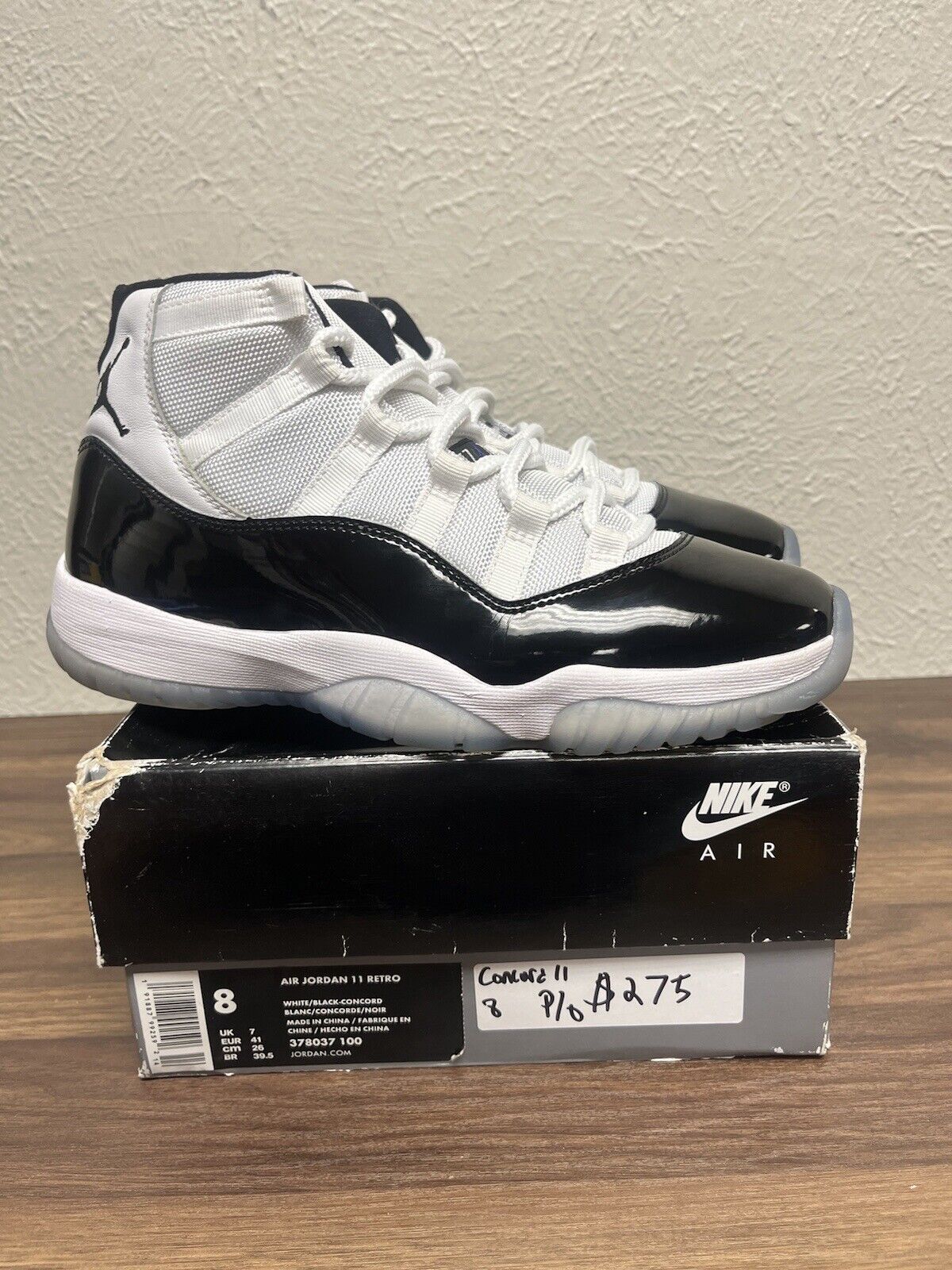 Air Jordan 11 Retro Concord 2018 378037 100 White/Black-Dark Concord Size 8