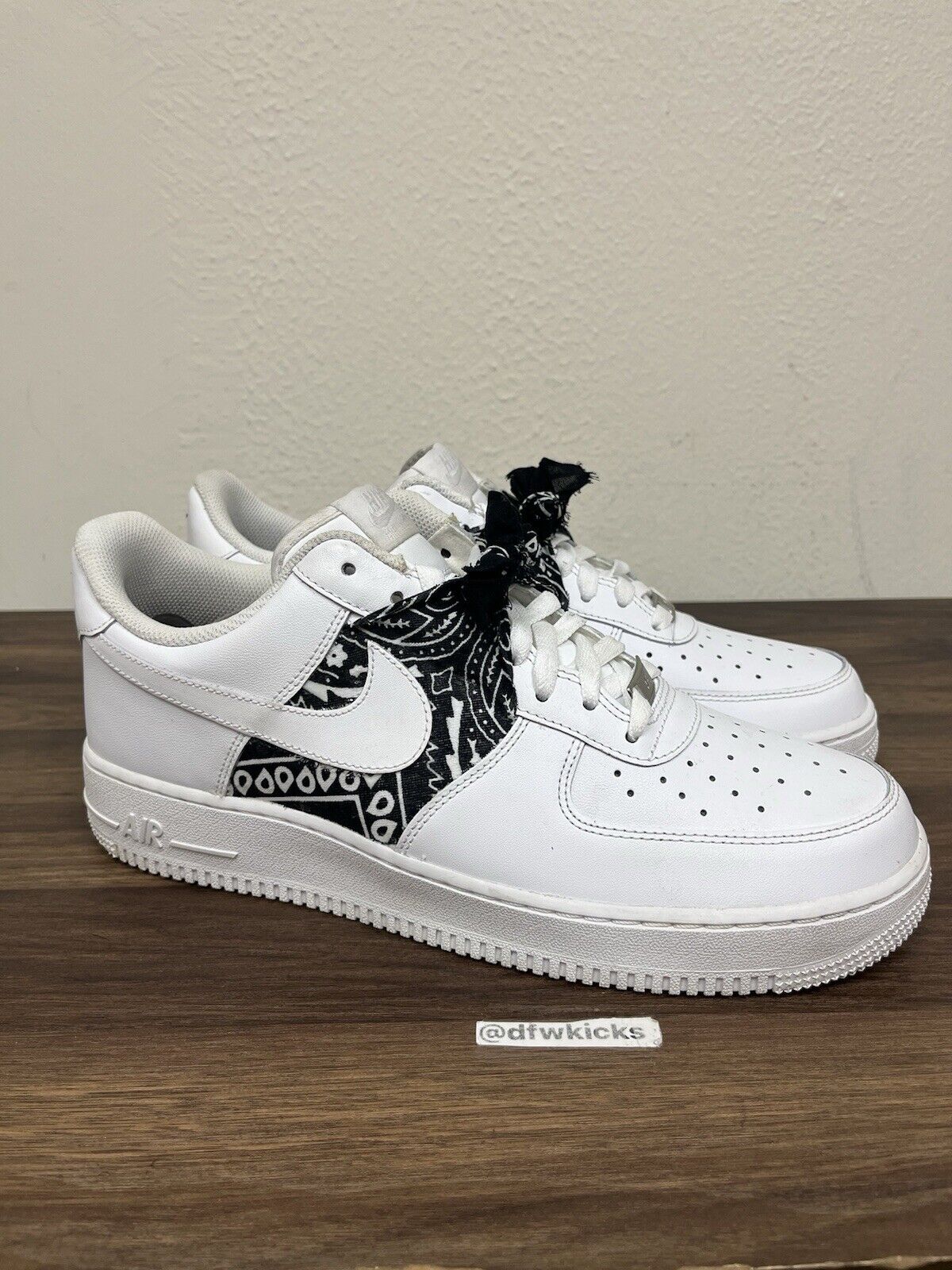 Size 10.5 - Nike Air Force 1 Low '07 White  ( Bandana CUSTOM)