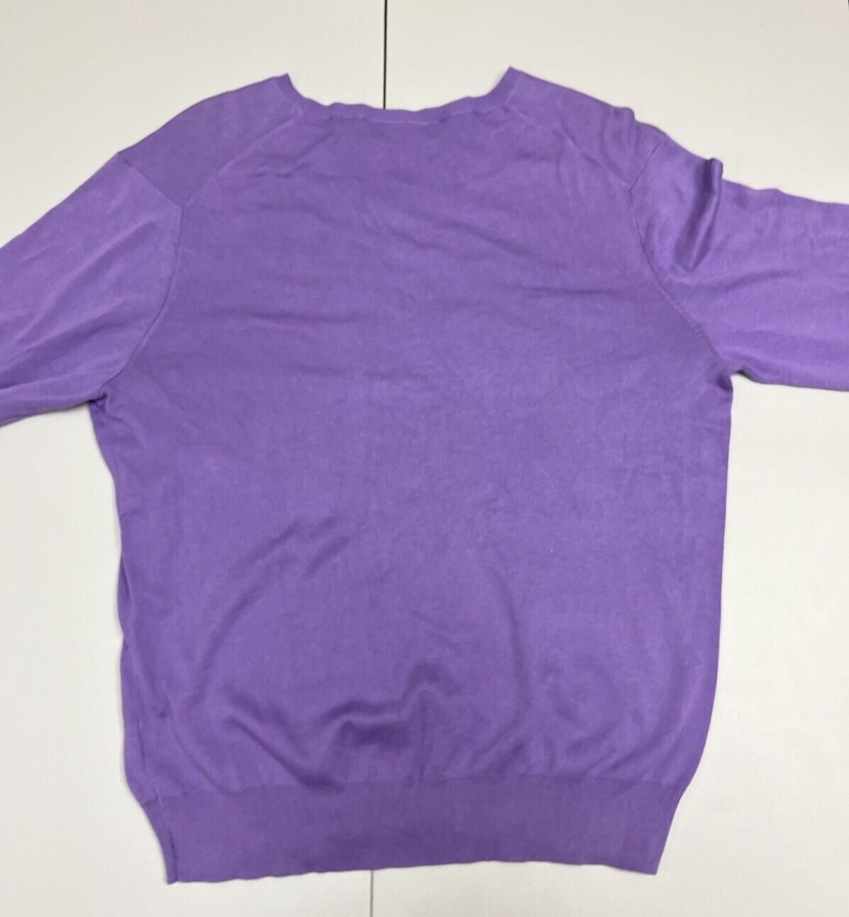 Polo Ralph Lauren Pima Cotton V- Neck Sweater Mens Size L Purple Long Sleeve