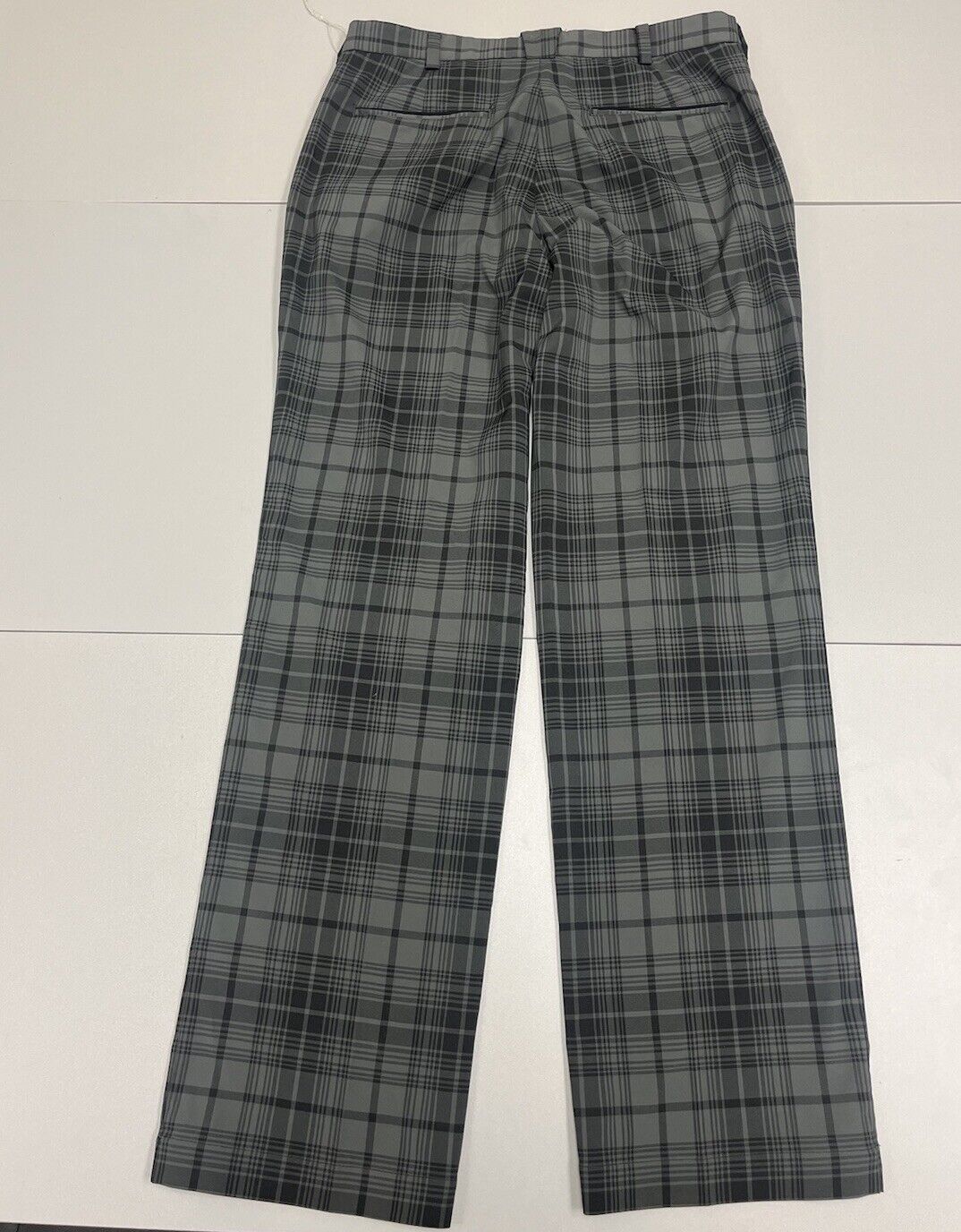 Nike Golf Dri Fit Mens Size 32-32 Plaid Tour Performance Golf Pants Black Gray