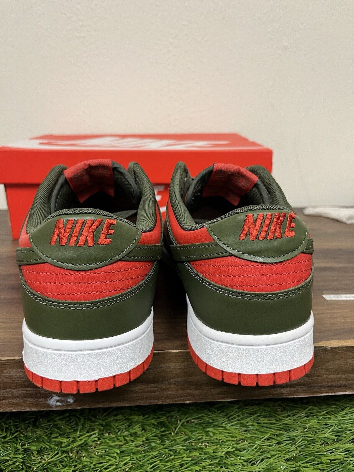 Size 13 - Nike Dunk Low Cargo Khaki Mystic Red