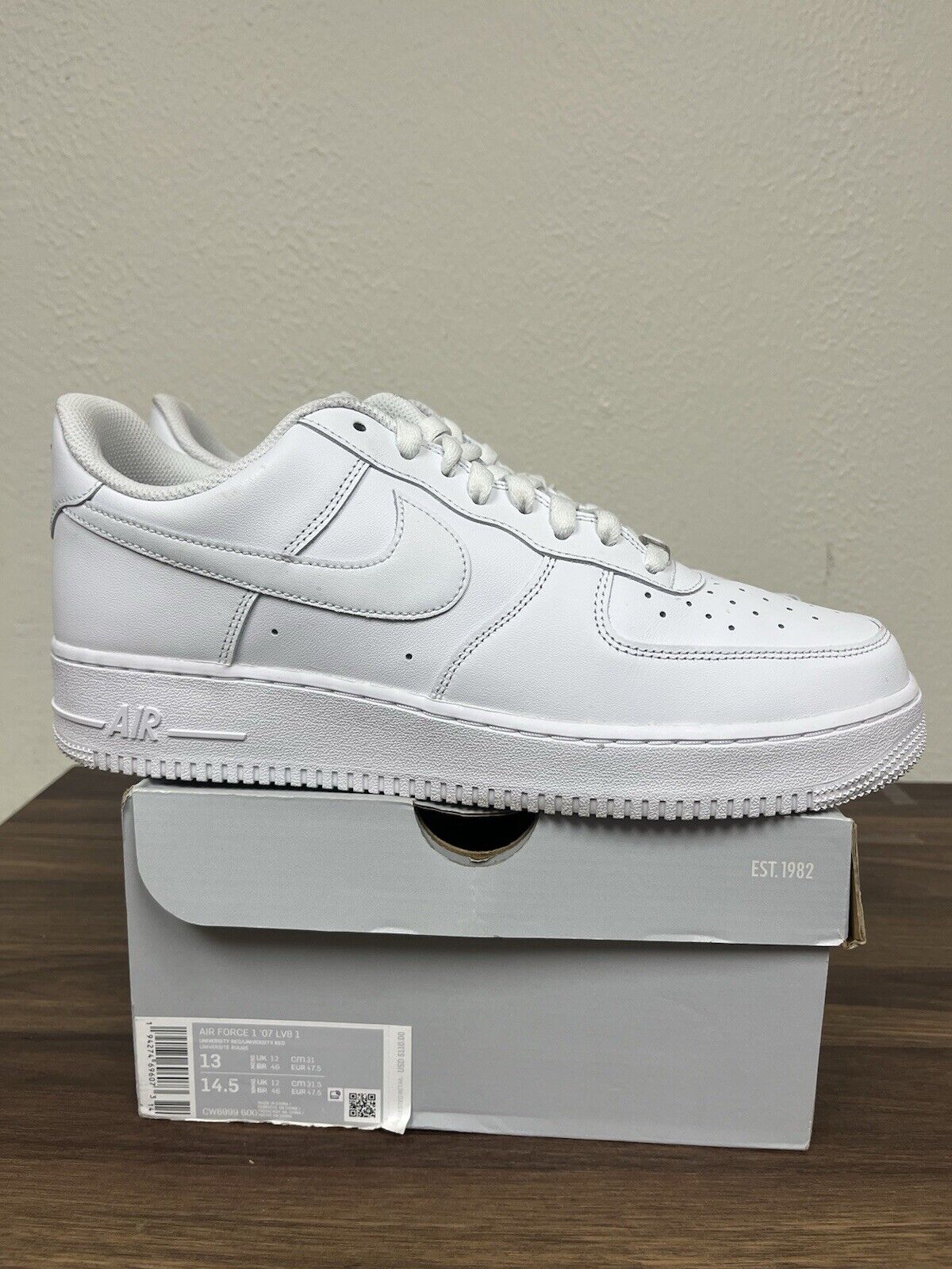 Size 13  Nike Air Force 1 '07 Low Mens White Athletic Shoes Sneakers CW2288-111