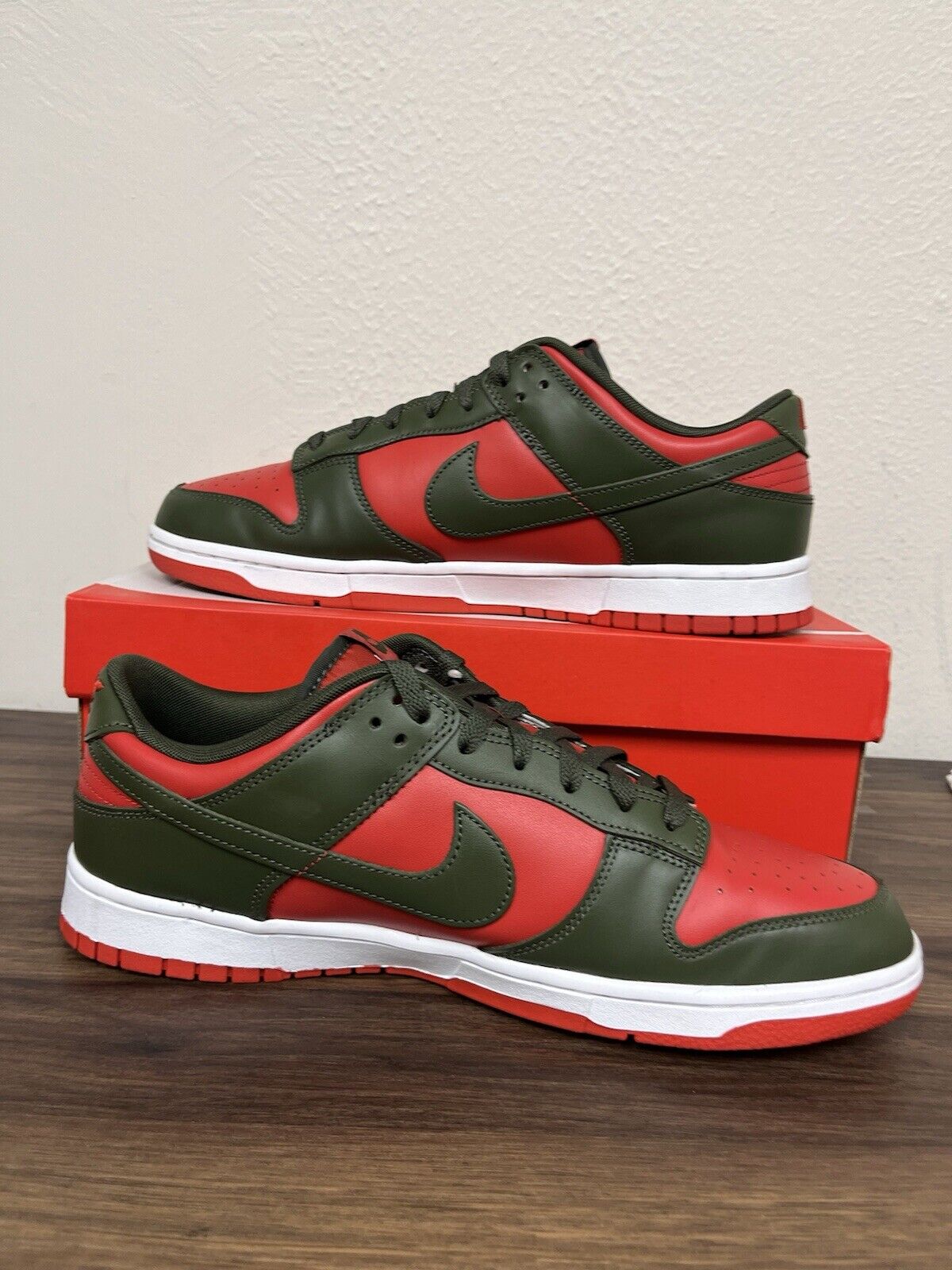 Size 13 - Nike Dunk Low Cargo Khaki Mystic Red