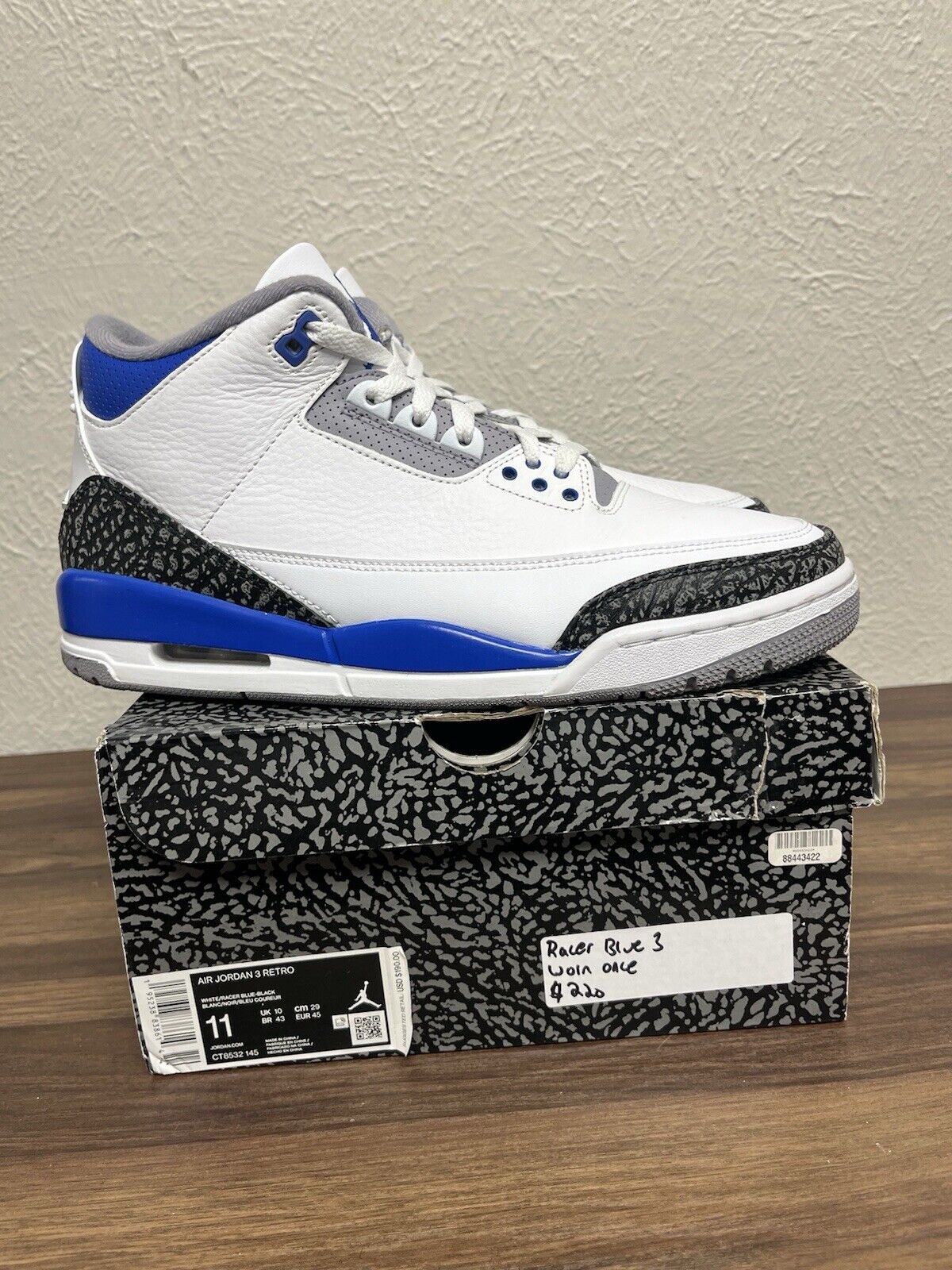 Size 11 - Jordan 3 Retro Mid Racer Blue