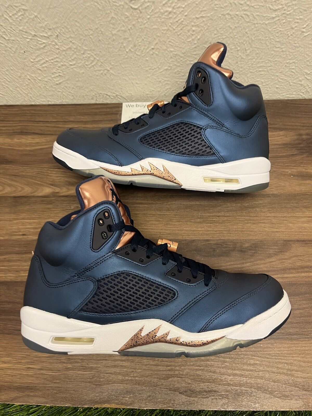 NIKE AIR JORDAN 5 RETRO OBSIDIAN BLUE-GOLD BRONZE Men’s Size 12 136027-416