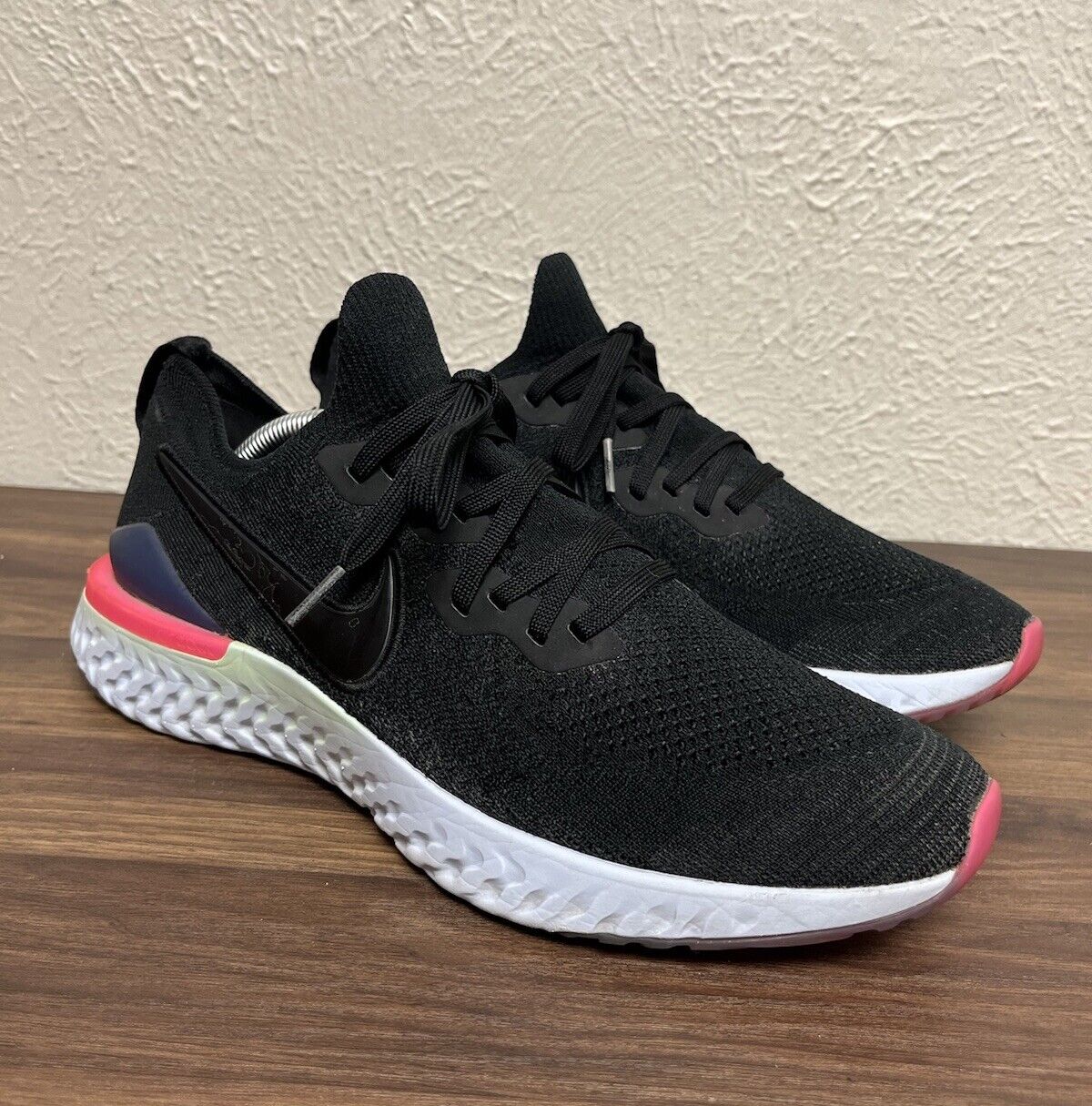 Nike Epic React Flyknit 2 Size 11 Black/Black Sapphire/Lime Blast BQ8928 003