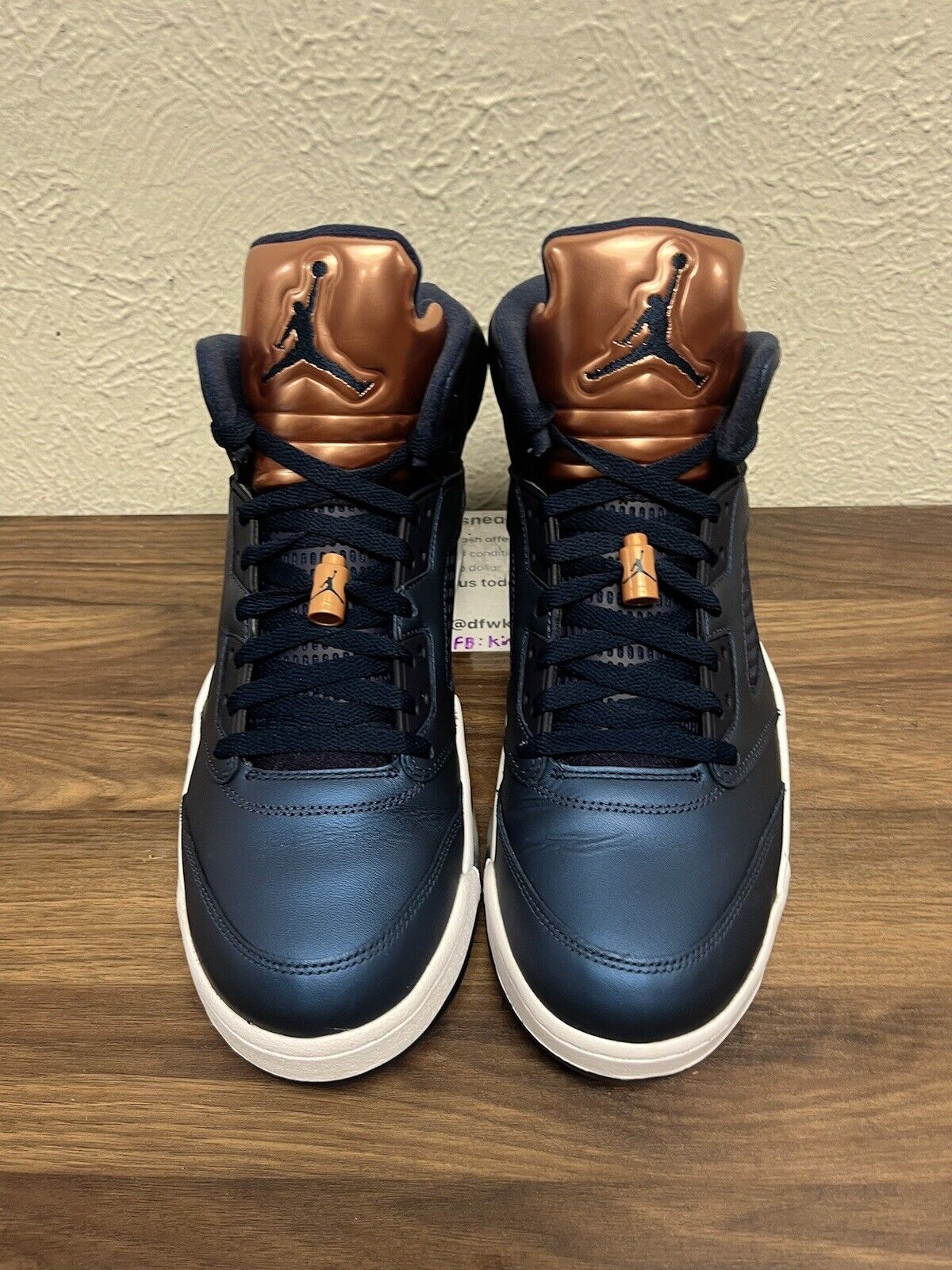 NIKE AIR JORDAN 5 RETRO OBSIDIAN BLUE-GOLD BRONZE Men’s Size 12 136027-416