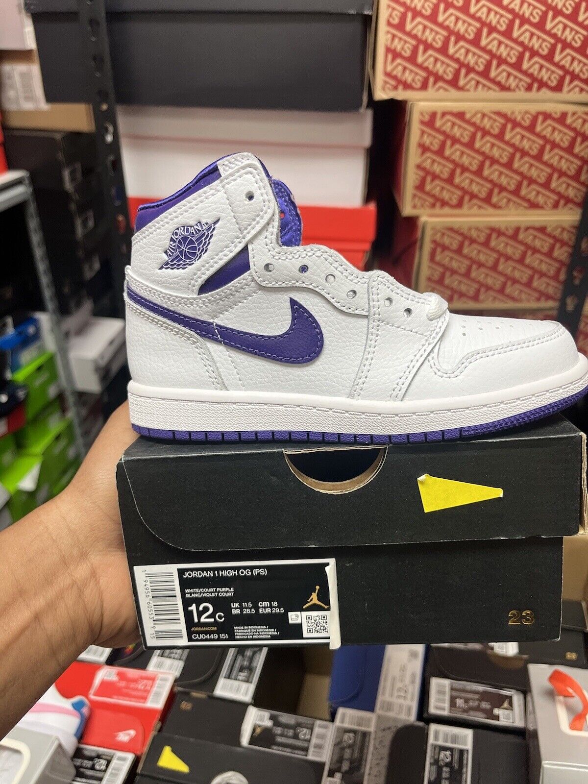 Nike Air Jordan 1 Retro High White Court Purple PS CU0449-151 Youth Size 12c