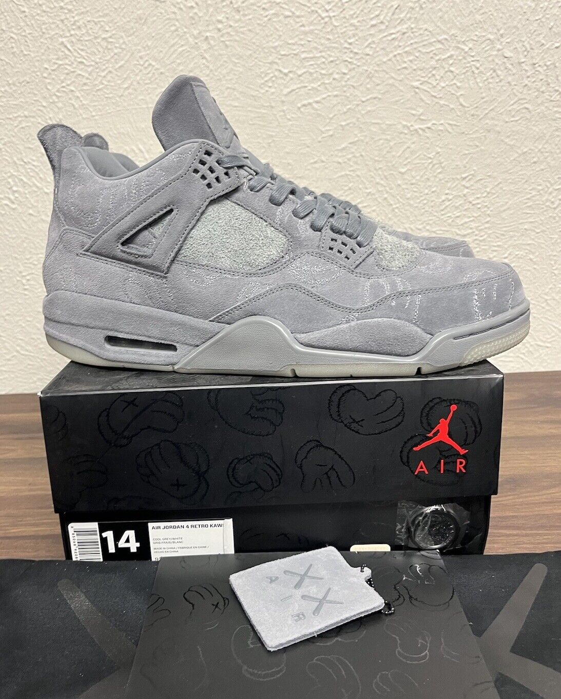 AIR JORDAN 4 RETRO KAWS COOL GREY MEN’S SIZE 14 OG BOX