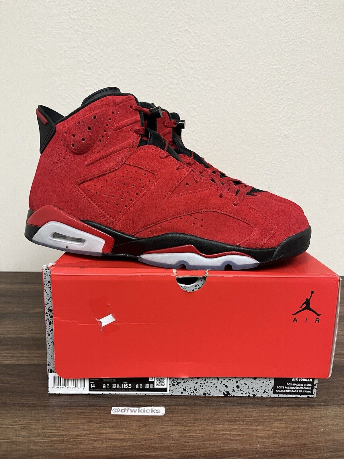 NIKE AIR JORDAN 6 RETRO “TORO BRAVO” VI CT8529-600 MENS SIZE:14