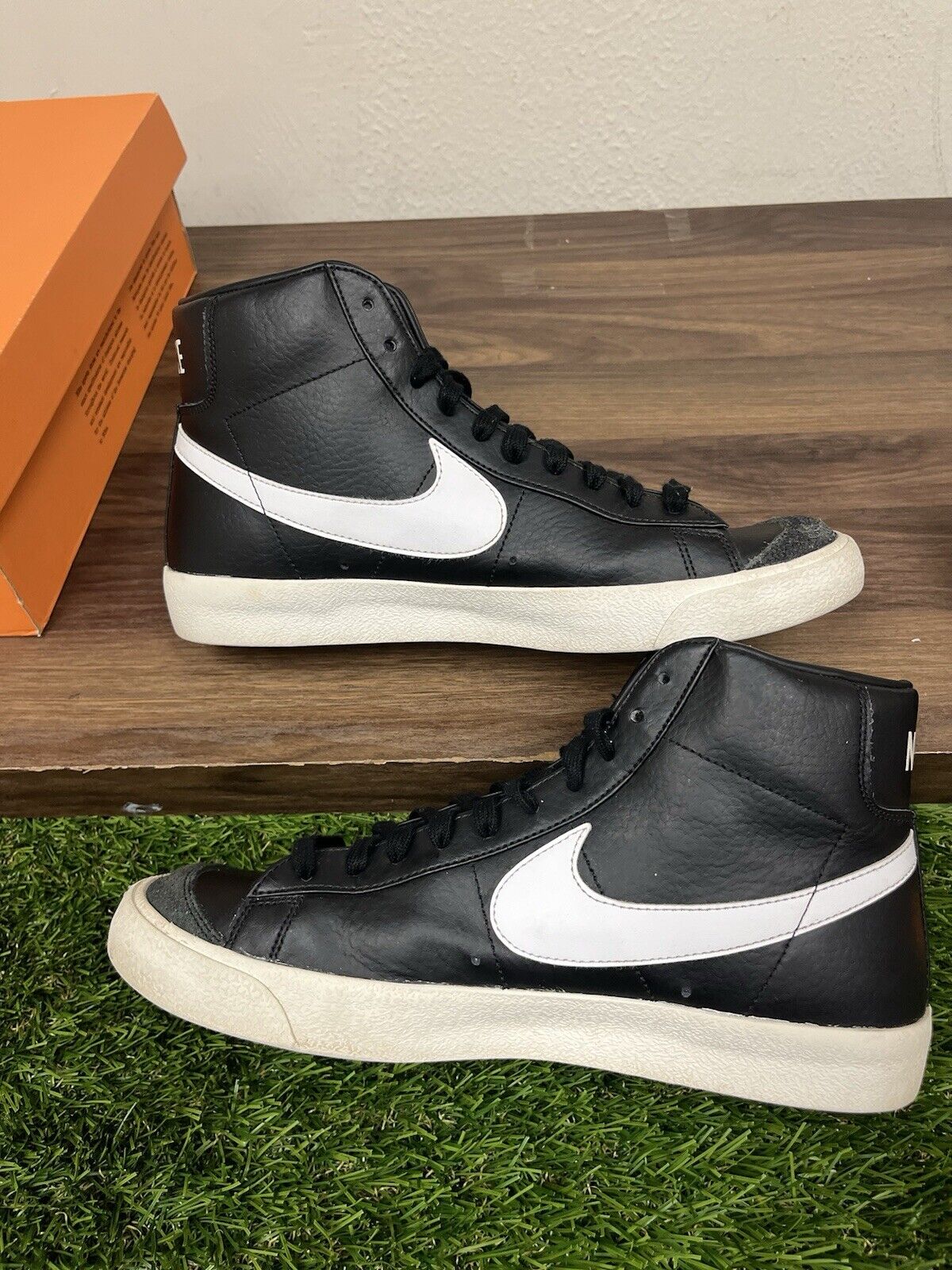 Nike Blazer Mid 77 Black White Leather Casual Shoes Mens Size 11 BQ6806-002