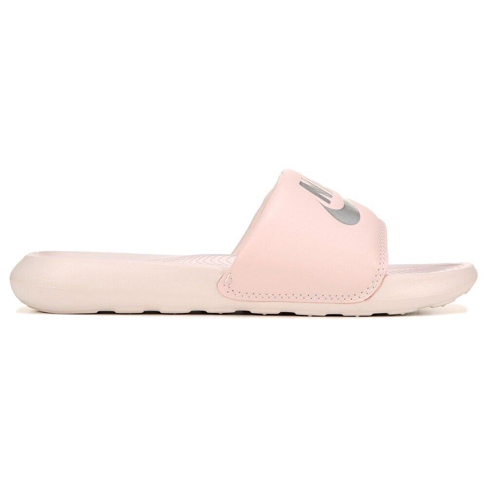 Size 8w- NIKE Victori One Slides | Color Rose/Silver CN9677-600 | Nike Sandles