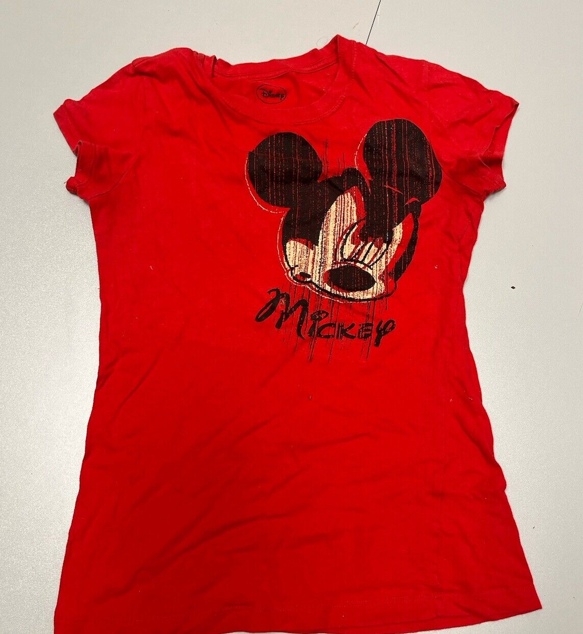 Disney Women's T-shirt Mickey and Minnie Love  Red Size Small