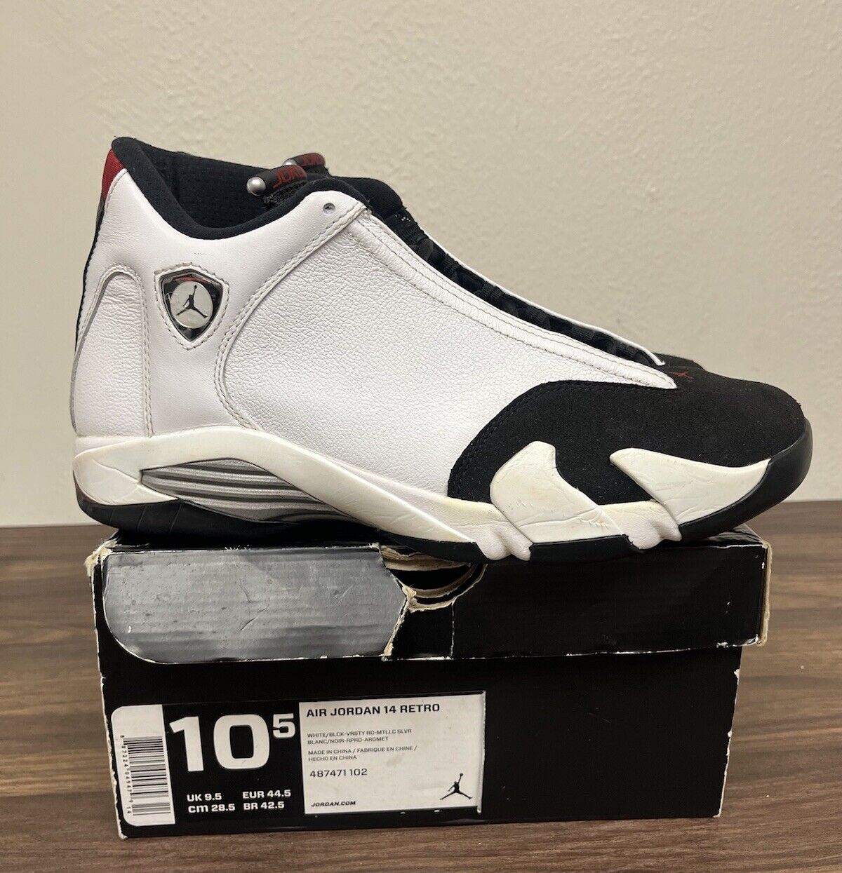 Air Jordan 14 Retro “Black Toe” 2014 Size US 10.5 Mens SKU 487471102