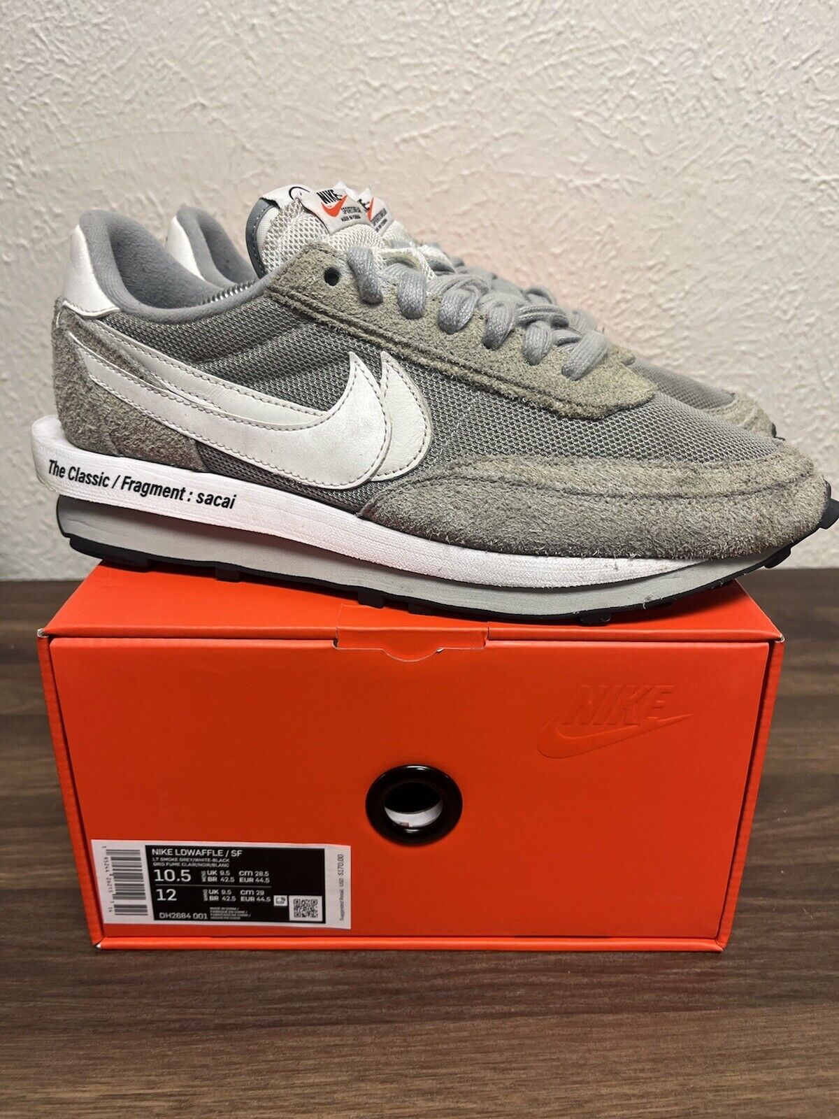 Size 10.5 - Nike LD Waffle x Fragment Design x Sacai Gray DH2684 001