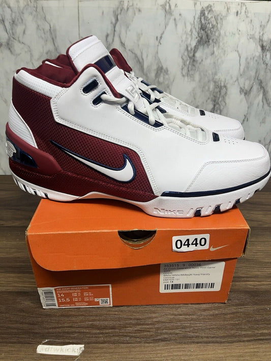 NIKE AIR ZOOM GENERATION LEBRON SIZE 14 WHITE MIDNIGHT NAVY CRIMSON DM7535 101