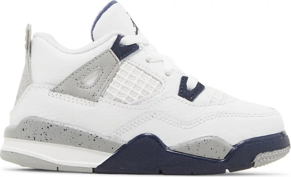 Nike Air Jordan 4 Retro White / Midnight Navy Blue BQ7670-140 Toddler Size 5C