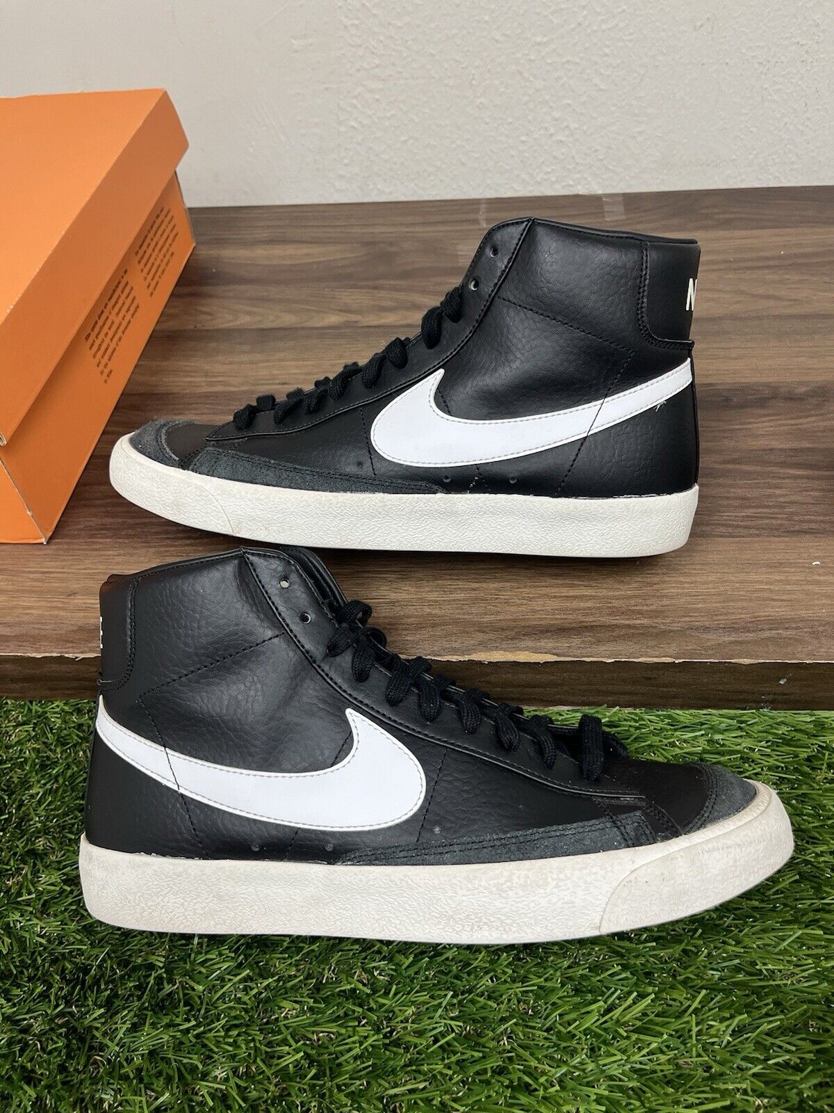 Nike Blazer Mid 77 Black White Leather Casual Shoes Mens Size 11 BQ6806-002