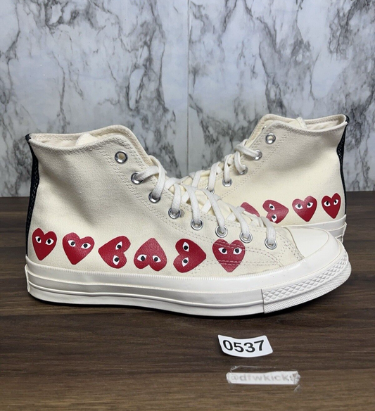 Size 10 - Converse Comme des Garçons Play x Chuck 70 Hi Top Multi Heart  *537