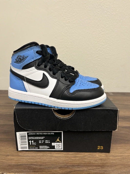 Jordan 1 Retro High OG University Blue Youth Size 11C Shoes Sneakers FD1412-400