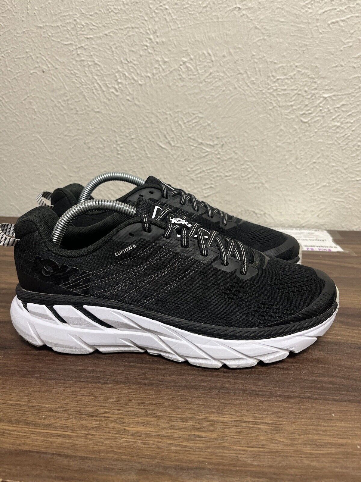 Hoka One One Clifton 6 Womens Running Shoes Black Comfort Athletics Sneaker Sz 9