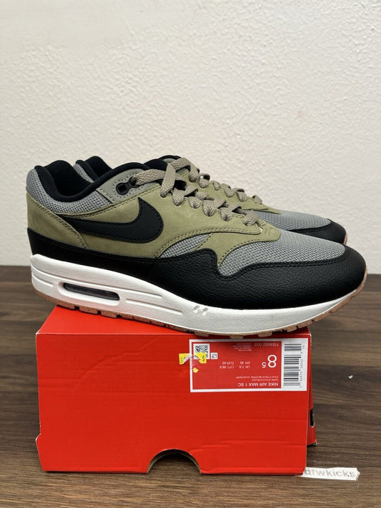 Size 8.5 - Nike Air Max 1 SC Dark Stucco Green Black White FB9660-003 Men A59