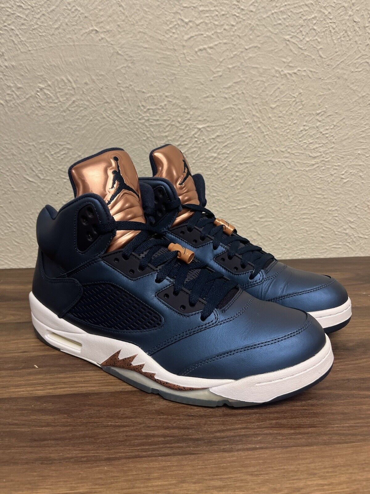 NIKE AIR JORDAN 5 RETRO OBSIDIAN BLUE-GOLD BRONZE Men’s Size 12 136027-416