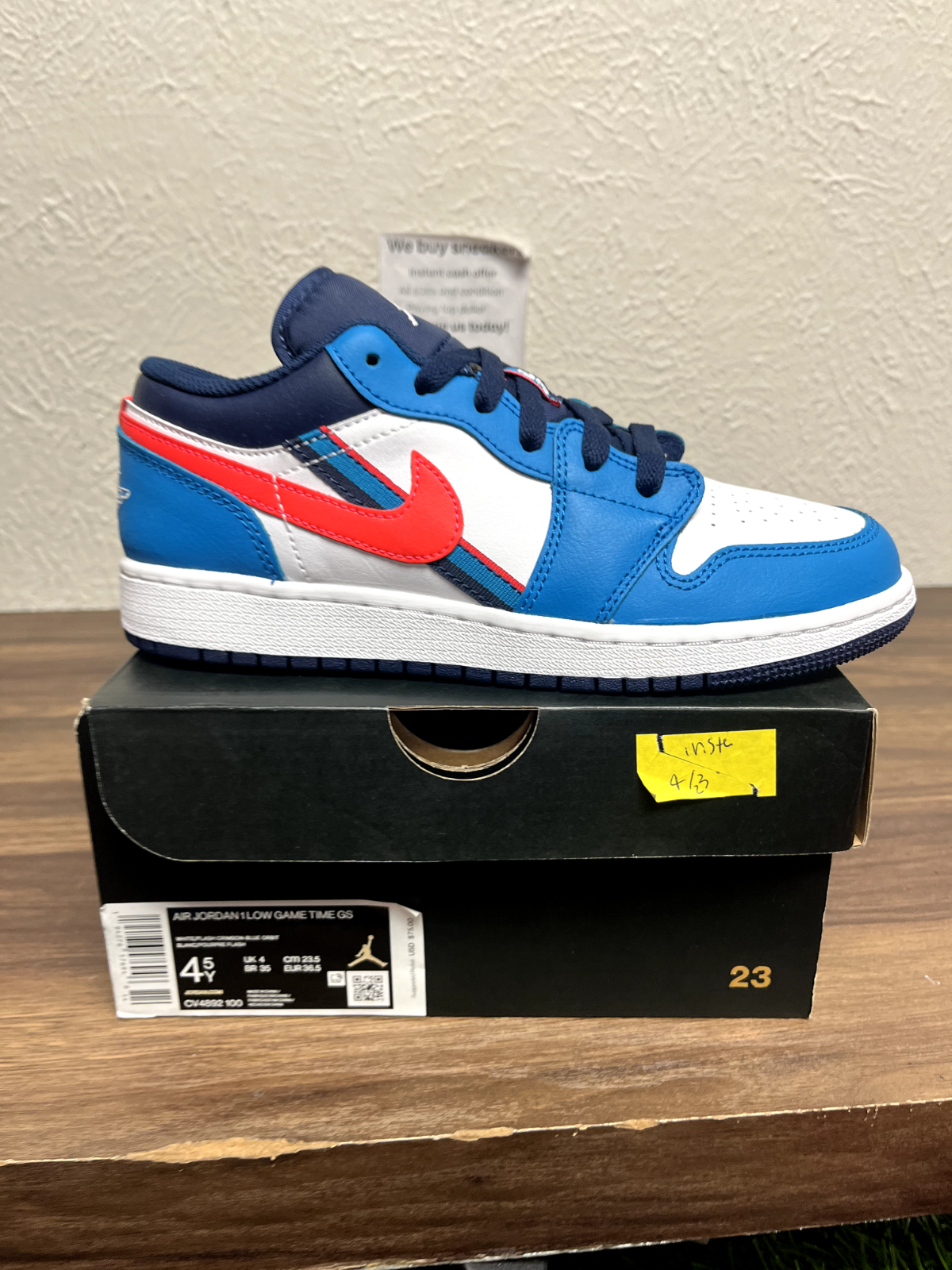 Air Jordan 1 Low GS  Game Time Classic Basketball Sneakers CV4892-100 4.5y