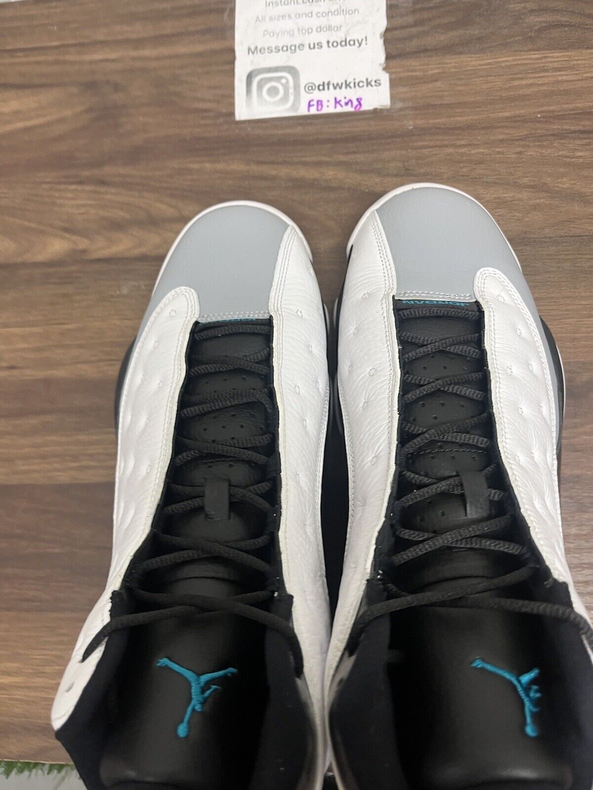 Nike Air Jordan 13 Barons Holograms Size 12 414571-115 OG XIII White Black Teal